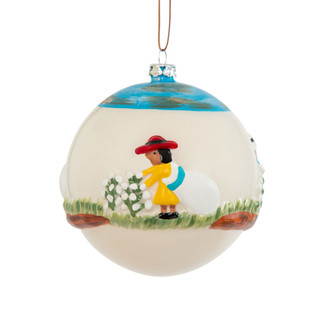 Cotton Picking Round Ball Christmas Ornament