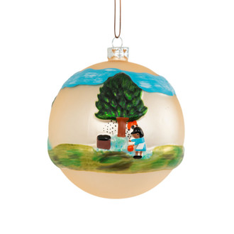 Pecan Picking Round Ball Christmas Ornament