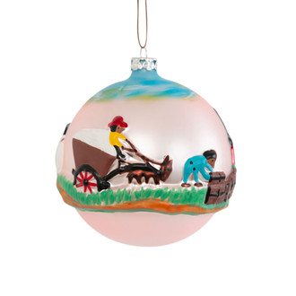 Cotton Mural Round Ball Christmas Ornament