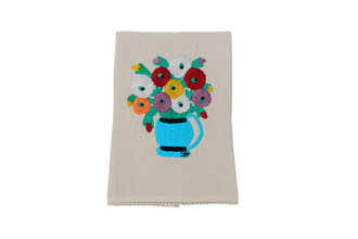 Zinnias Looking At You Linen Tea Towel