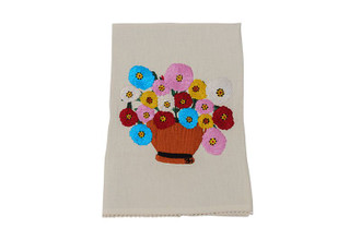 Zinnias My Favorite Flowers Linen Tea Towel