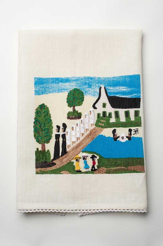 Baptism on Cane River Tea Towel | Clementine Hunter Art