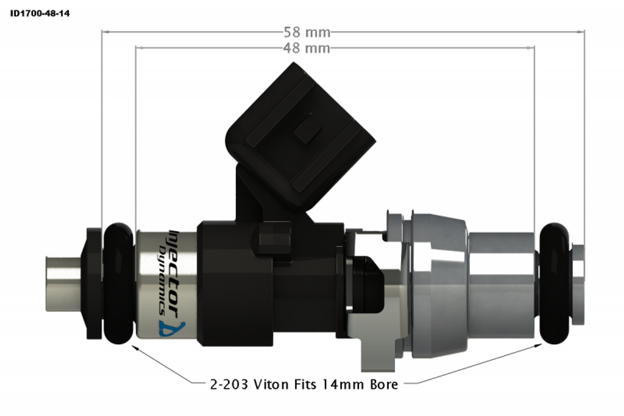 ID1700-XDS 1700.48.14.15.8 Fuel Injectors, 14mm (grey) adapter top, orange lower o-ring, set of 8