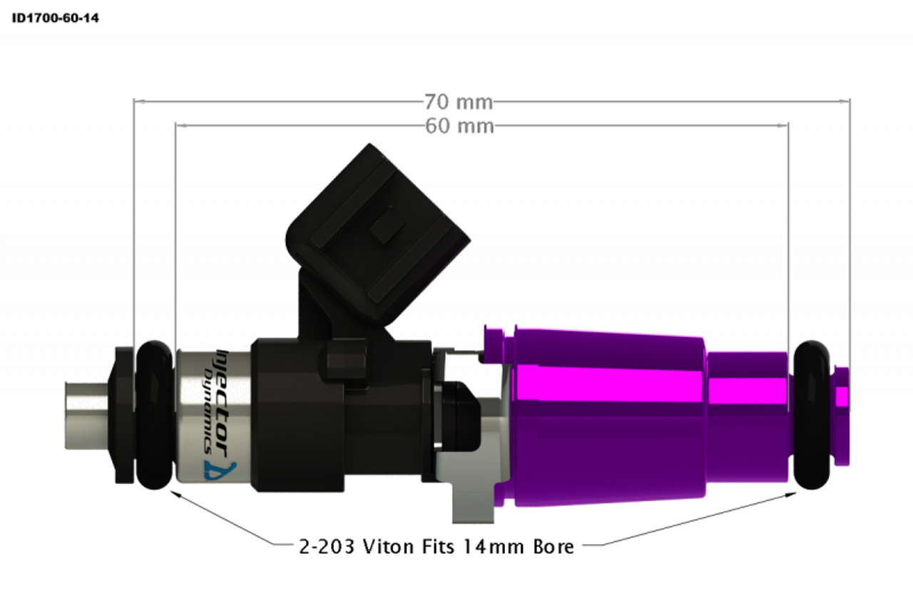 ID1700-XDS 1700.60.14.14.4 Fuel Injectors, 14mm (purple) adapters, set of 4