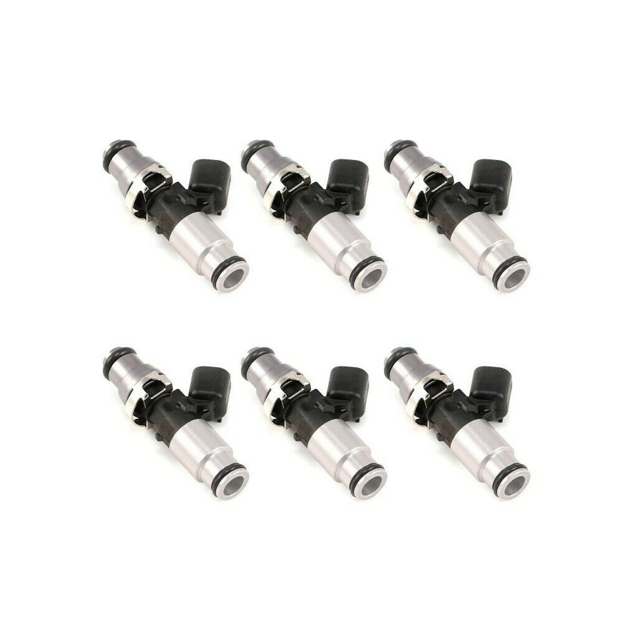 ID1700-XDS 1700.60.14.14B.6 Fuel Injectors, 14mm (grey) adapter top and (silver) bottom adapter, set of 6