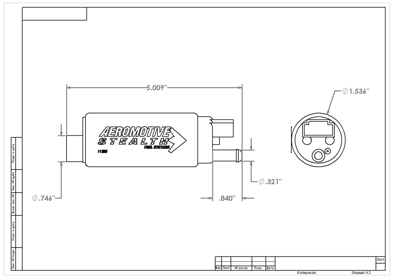 Aeromotive 11565 325 Series Stealth In-Tank Fuel Pump, E85 compatible, Compact 65mm Body (Supersedes P/N 11165)