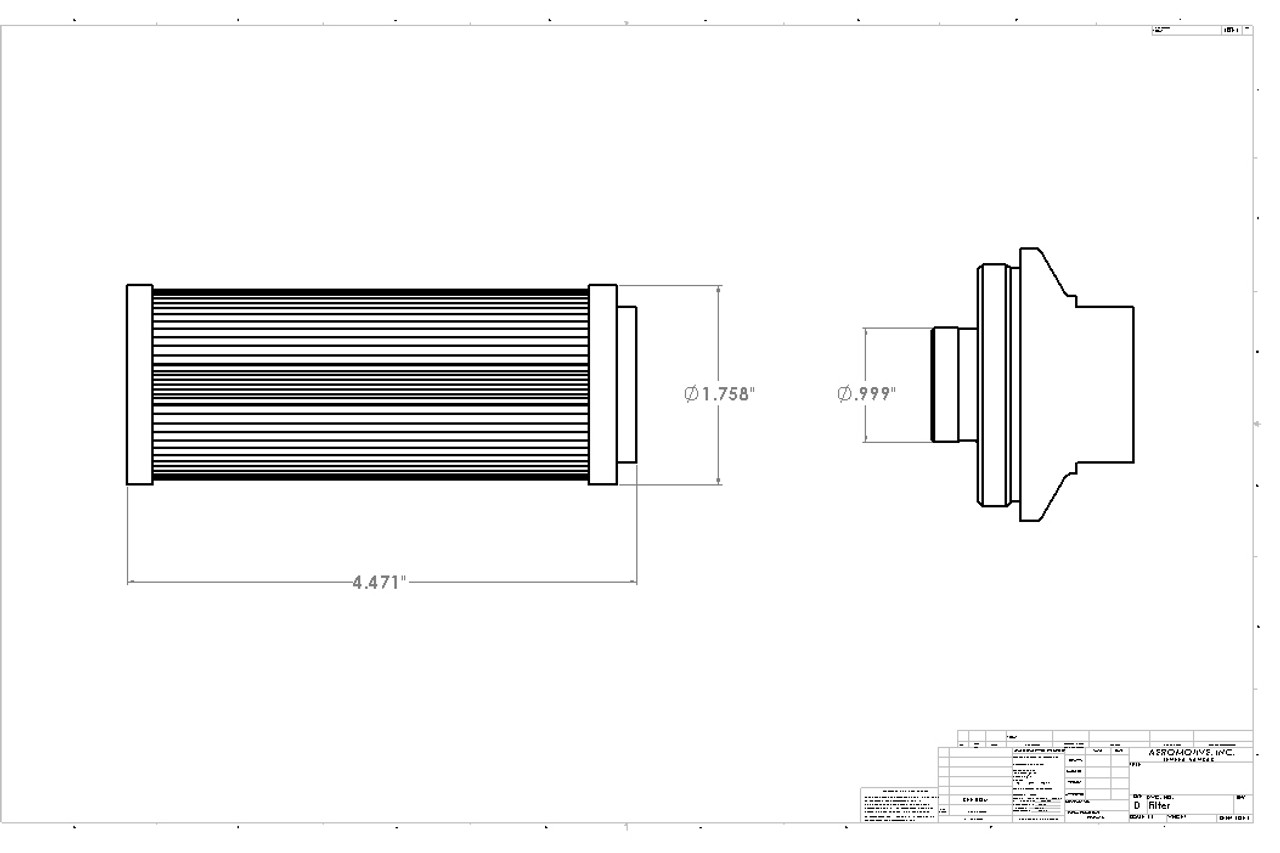 Aeromotive 12341 Filter, In-Line, 10-m Microglass Element, ORB-12 Port, Black Hard-Coat, Marine, 2-1/2" OD