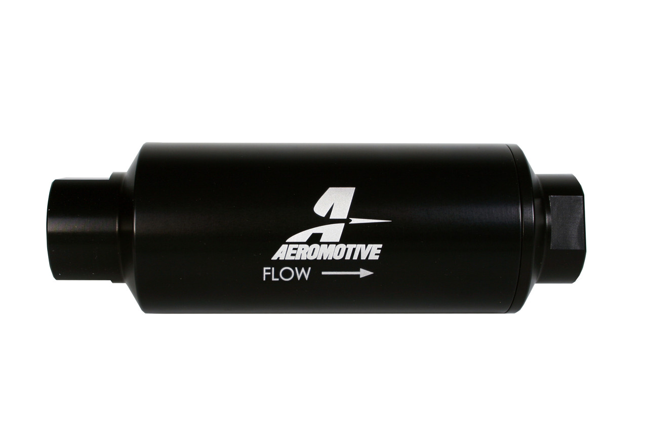 Aeromotive 12341 Filter, In-Line, 10-m Microglass Element, ORB-12 Port, Black Hard-Coat, Marine, 2-1/2" OD