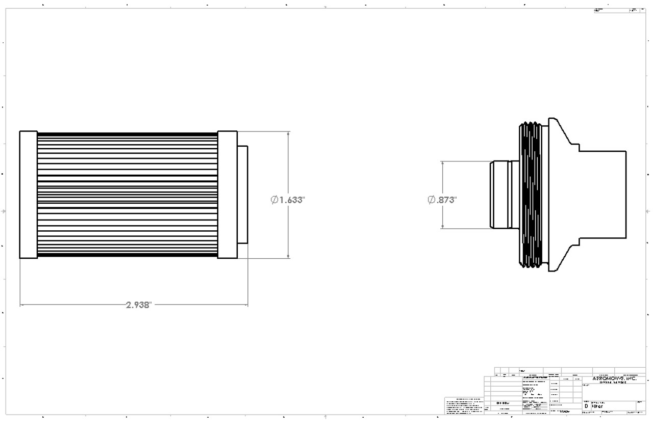 Aeromotive 12349 Filter, In-Line, 100-m Stainless Mesh Element, AN-06 Male, Bright-Dip Black, 2" OD