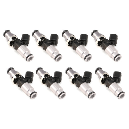 ID2600-XDS 2600.60.14.14B.8 Fuel Injectors, 14mm (grey) adapter top and (silver) bottom adapter, set of 8