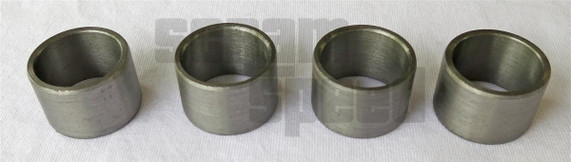 Scram Speed Small Block Ford Cylinder Head Dowel Kit, four metal cylinder head dowels placed in a row on a white surface.