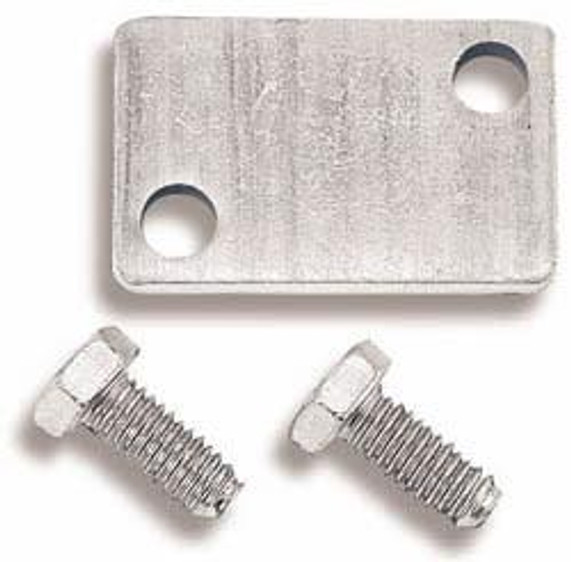 Holley Performance Parts – EFI, Intakes, & More BLOCK-OFF ADAPTER, metal block-off base with two screws for automotive engine modification.