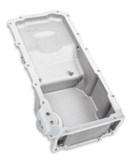 Holley Performance Parts – EFI, Intakes, & More Holley 302-3 LS Engine Swap Oil Pan - Free LSX T-shirt with purchase, image of a silver LS engine swap oil pan.