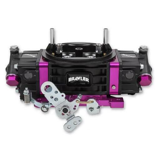 Quick Fuel Technology – Carburetors & Fuel Systems Quick Fuel BR-67304 BLACK BRAWLER CARBURETOR 950 CFM M.S., black and purple high-performance carburetor with multiple adjustment levers and hardware.