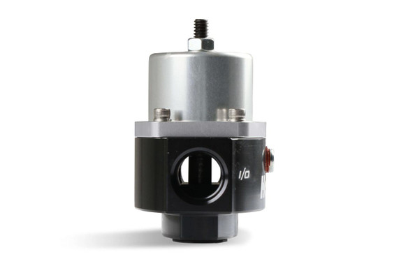 Holley Performance Parts – EFI, Intakes, & More Holley 12-846 Billet EFI Fuel Pressure Regulator -8 feed/-6 return, with metallic and black components, designed for automotive fuel systems.