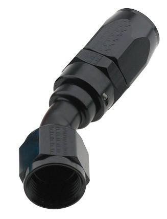 Fragola 223006-BL #6 X 30 PRO-FLOW HOSE END BLACK, close-up image of the black hose end fitting designed for secure connection of hoses.