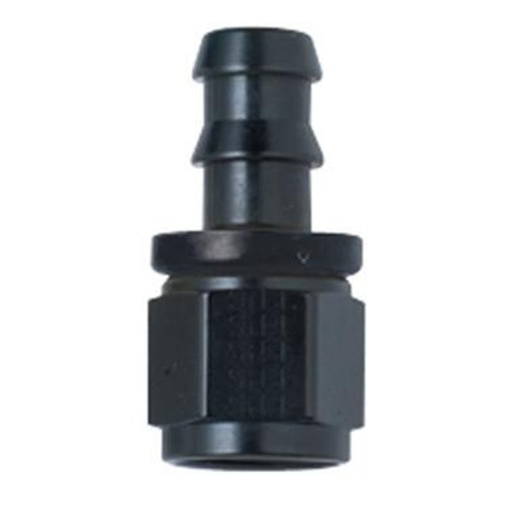 Fragola 200110-BL #10 PUSH LOCK END STR BLACK, black push lock hose end fitting with hex nut for secure connection.