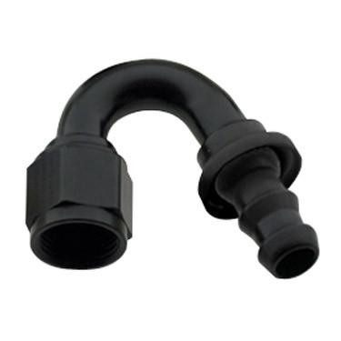 Fragola 215016-BL #16 PUSH LOCK END, black hose fitting with push lock connection for flexible tubing.