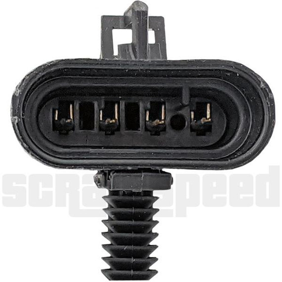Scram Speed SNS111 2001-02 Silverado/Sierra 5.3 engine UPSTREAM O2 Oxygen Sensor, close-up of the black automotive oxygen sensor with electrical connector and mounting screw.
