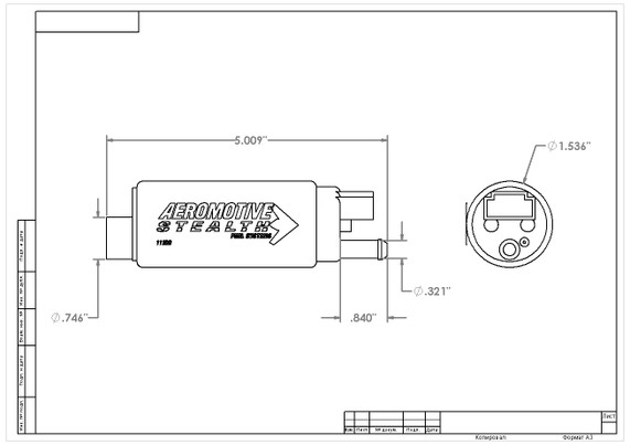 Aeromotive 11565 325 Series Stealth In-Tank Fuel Pump, E85 compatible, Compact 65mm Body (Supersedes P/N 11165)