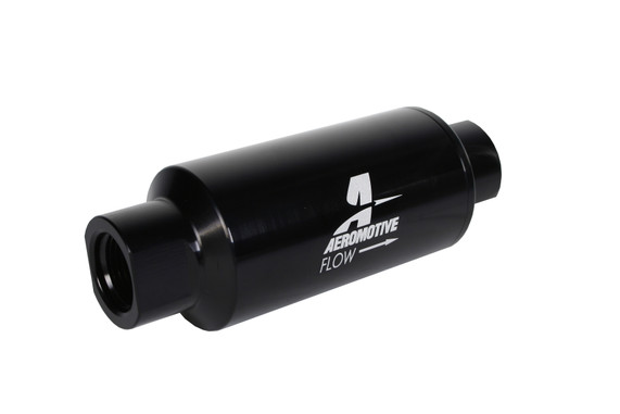 Aeromotive 12350 Filter, In-Line, 10-m Microglass Element, ORB-10 Port, Bright-Dip Black, 2" OD
