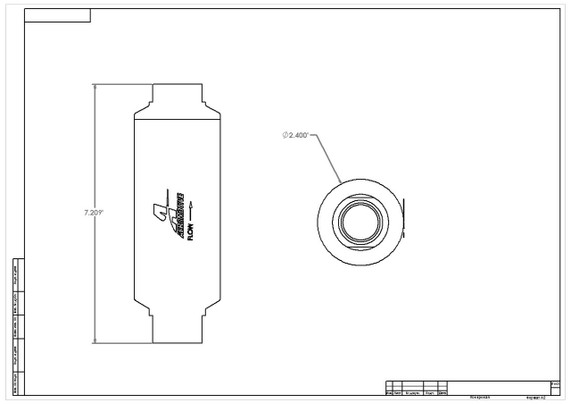 Aeromotive High-Performance Fuel System Parts Aeromotive 12639 Replacement Element, 10-m Microglass, for 12339/12341 Filter Assembly, Fits All 2-1/2" OD Filter Housings, For Gas and Alcohol Fuels - technical diagram of the replacement filter element.