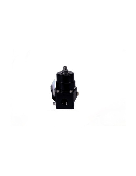 Aeromotive High-Performance Fuel System Parts Aeromotive 13131 A1000-6 Injected Bypass Regulator (black), front view of the fuel bypass regulator with black finish, mounting bracket, and fittings.