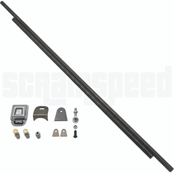 Scram Speed Window Net Kit, car window net installation components including a long black reinforced net, brackets, screws, and mounting hardware for safety and performance enhancement.