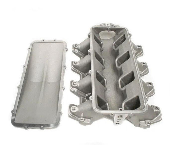 BTR EQUALIZER 3 INTAKE MANIFOLD - SQUARE PORT - IMA-03, aluminum automotive intake manifold with multiple ports and removable cover.