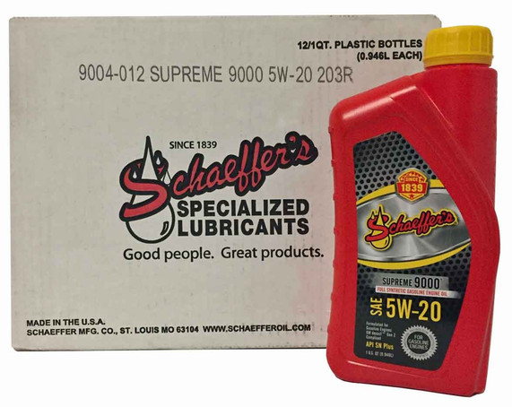 Schaeffers 9004 Supreme 9000 Full Synthetic 5W-20 (12 quarts/case)