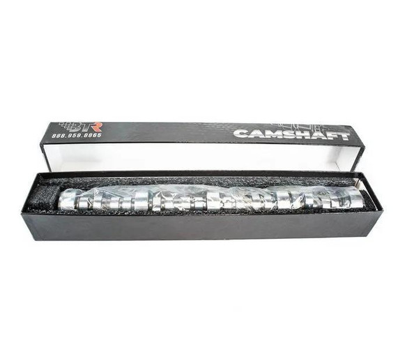 BTR STAGE 2 TWIN TURBO CAMSHAFT V2, high-performance car camshaft inside a branded box with packaging foam for protection.