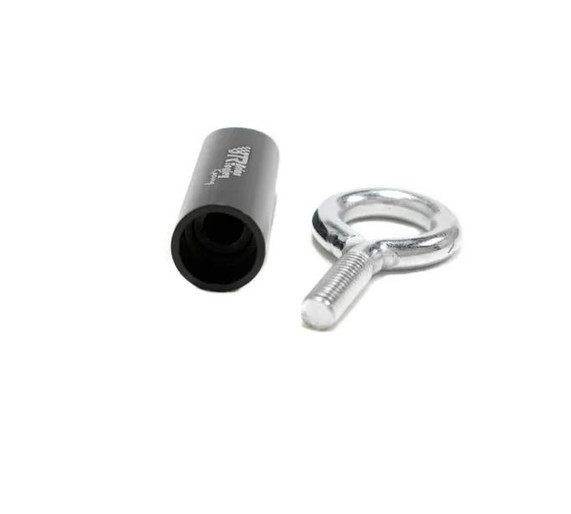 BTR Brian Tooley Racing Valve Seal Installation Tool, a black cylindrical tool with branding and a silver U-shaped hook with threaded end.