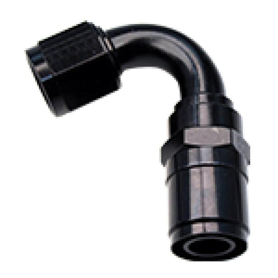 Fragola 2612012 Race Rite -12 Hose end 120 degree, black metal hose fitting with a 120-degree bend for racing fuel hoses.