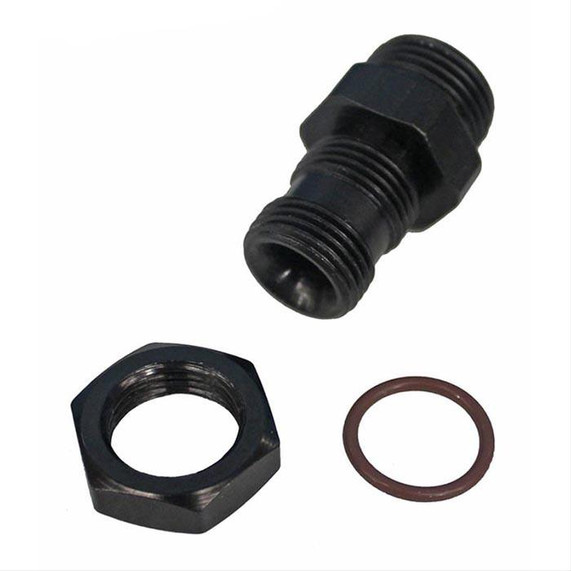Fragola 494112-BL #10 O-RING X 3/4-16, black O-ring adapter with matching nut and seal ring, suitable for plumbing or hydraulic connections.