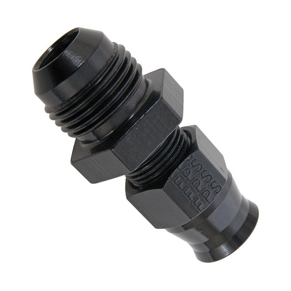 Fragola 892004-BL 6AN Male x 1/4" Tube AN Adapter Fitting, Black, showing a close-up of the black metal fitting with threading and hex nut.