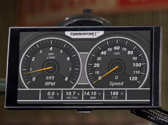 Holley Performance Parts – EFI, Intakes, & More Holley 553-200 HOLLEY EFI 5 IN DIGITAL DASH, automotive digital display screen showing RPM, speed, TPS, IAC, battery voltage, and CTS gauges.