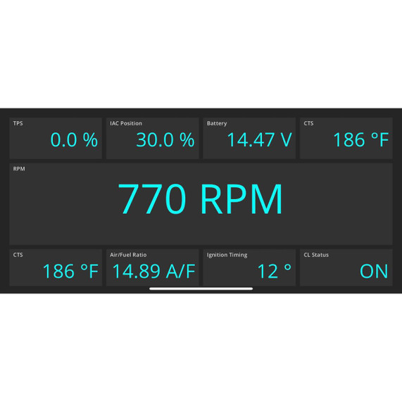 Holley Performance Parts – EFI, Intakes, & More Holley 558-498 Sniper 2 Bluetooth Module, digital display showing vehicle data including RPM, temperature, and fuel ratio.