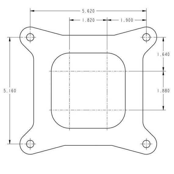 Holley Performance Parts – EFI, Intakes, & More Holley 0-90670 4150C 670CFM TRUCK AVENGER technical diagram with precise measurements of the carburetor mounting flange and bolt holes.