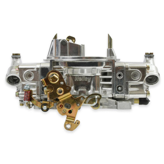 Holley Performance Parts – EFI, Intakes, & More Holley 0-80770 4150 770CFM V-SEC/EC S-AVENGER, image of a silver and gold carburetor with various components.
