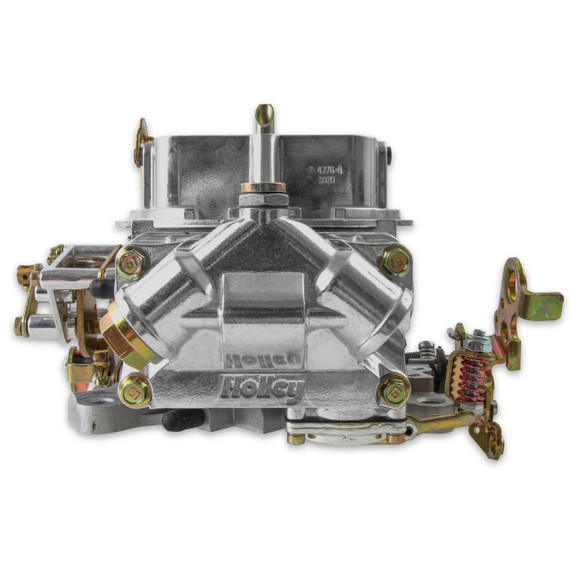 Holley Performance Parts – EFI, Intakes, & More Holley 0-4781S 4150 850CFM UNIV DP-POL, a high-performance carburetor with metallic silver finish and intricate mechanical components.