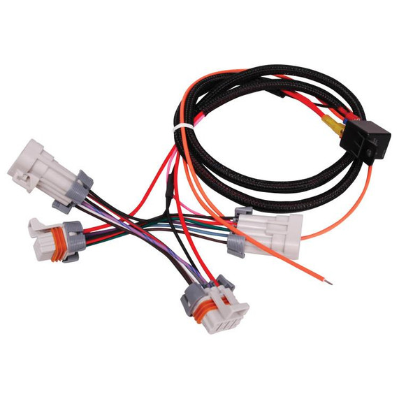 MSD 88867 Harness, LS Coil Power Upgrade - an automotive wiring harness with multiple connectors and color-coded wires for engine performance enhancement.