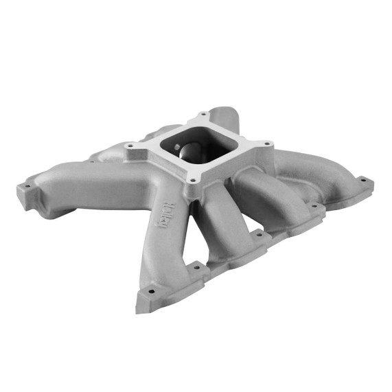 Holley Performance Parts – EFI, Intakes, & More Holley 300-940 Holley Single Plane Intake GM Gen V LT, image of a silver metal intake manifold with multiple ports for engine connections.