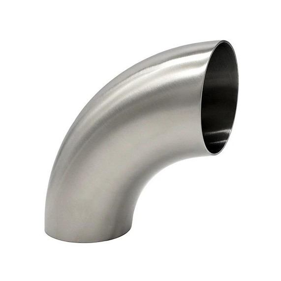 Ace 21018 2.50 inch OD stainless steel 90-degree elbow pipe fitting for plumbing or industrial use, smooth finish, sturdy construction.