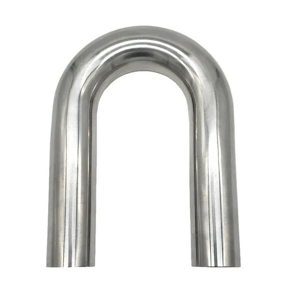 Ace 21094 2.50 OD Stainless 180 Degree Pipe Bend, stainless steel pipe elbow with 180-degree bend for plumbing or industrial applications.