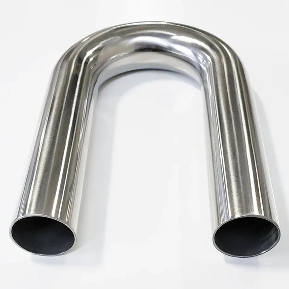 Ace 21094 2.50 OD Stainless 180 Degree Pipe Bend, stainless steel pipe elbow with a 180-degree bend for plumbing and industrial use.