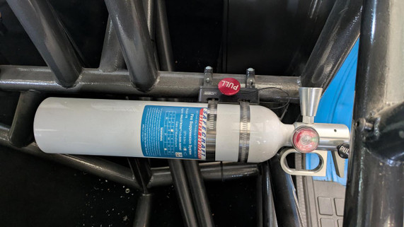 Safecraft PB3W Portable Automotive Fire Extinguisher, portable fire extinguisher mounted in a vehicle for emergency fire suppression.