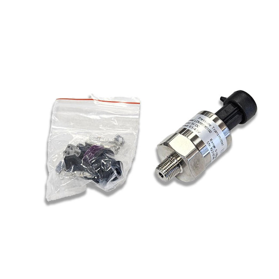 Scram Speed SNS144 0-100 PSI Dome Sensor, pressure sensor with mounting hardware in a plastic bag.