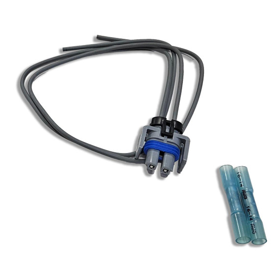 Scram Speed SNS205 AC pigtail, automotive electrical connector with insulated wires and two blue connectors, used for vehicle wiring harnesses.