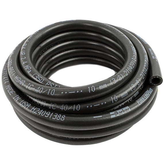 Fragola 871506 3/8" Black Push Lock Hose, 15 Feet, coiled black flexible tubing for fluid or air transfer.