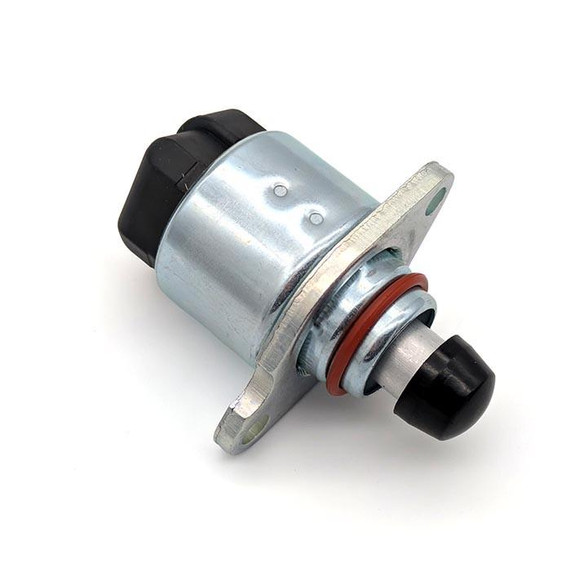 Scram Speed SNS146 Holley LS IAC, automotive idle air control valve with metal body and black connectors on white background